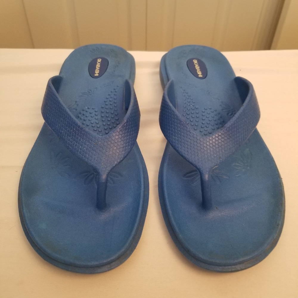Okabashi Women Blue Flip Flop Sandals Thong Comfort Beach Pool Shoes Size L 10